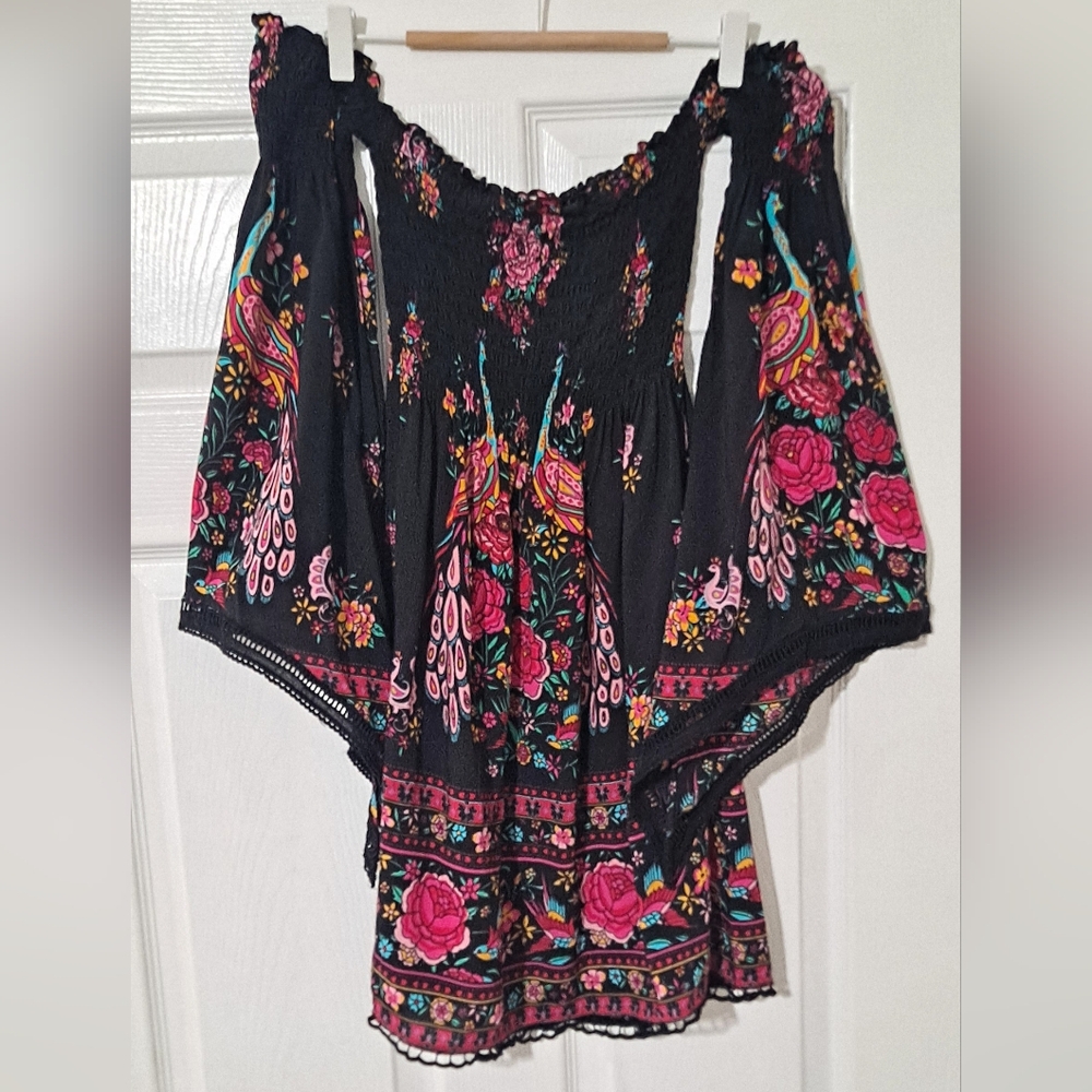 Spell~ Hotel Paradiso Bell Sleeve Mini Dress 🌺 - Picture 5 of 12